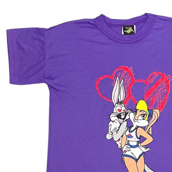 RARE Vintage 90s Space Jam Bugs Lola Bunny In Love Shirt Looney Tunes - Picture 1 of 6